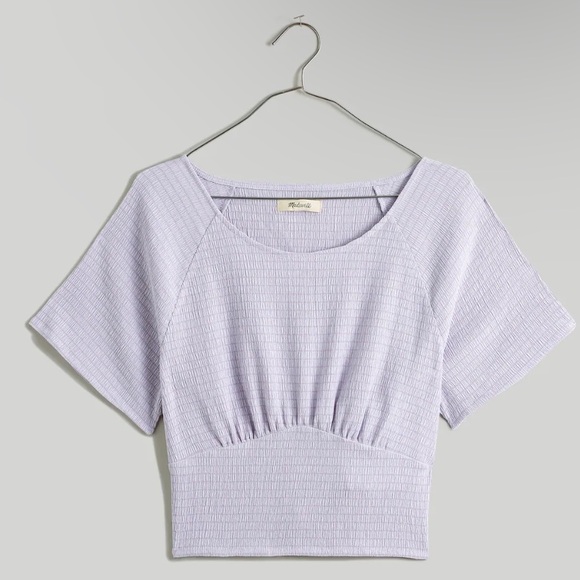 Madewell Tops - 💌Free shipping! Madewell Shirred Crewneck Crop Top - Medium - Dusty Lavender